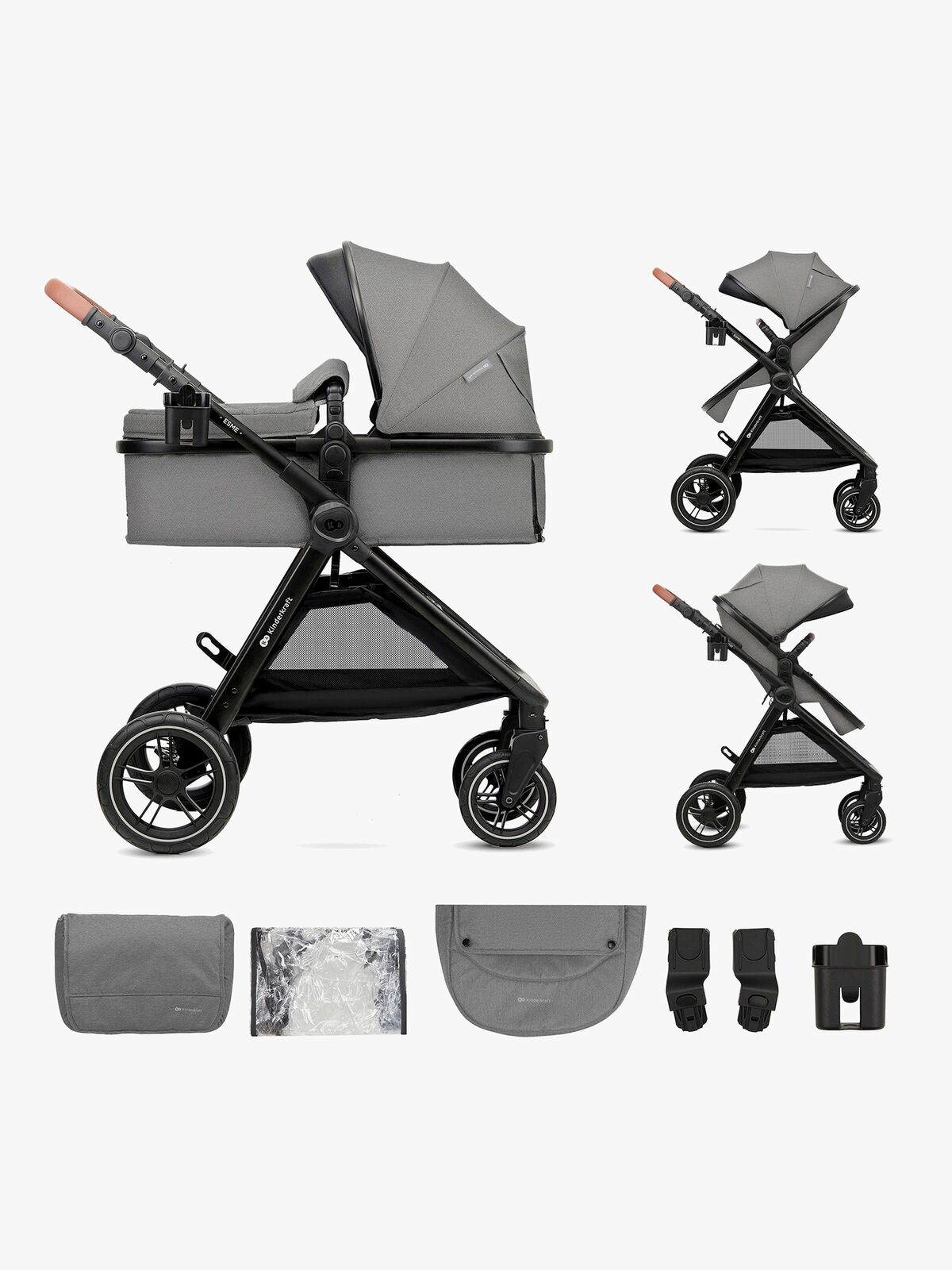 Kinderkraft ESME 2-in-1 Yhdistelmävaunut, Moonlight Grey