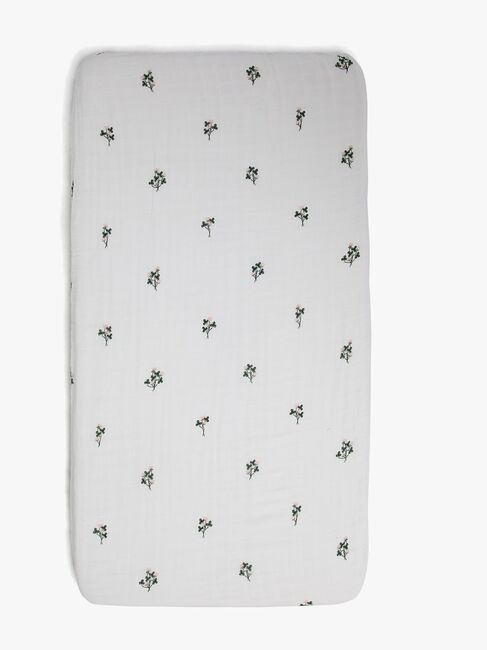 Alice & Fox ADORA Muotoonommeltu Aluslakana Kehto 40x90, Valkoinen