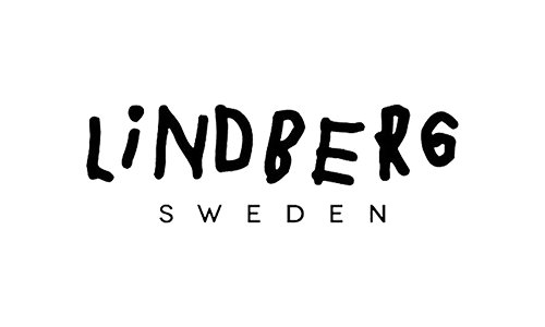 Lindberg Swedenin logo mustalla tekstillä valkoisella taustalla.
