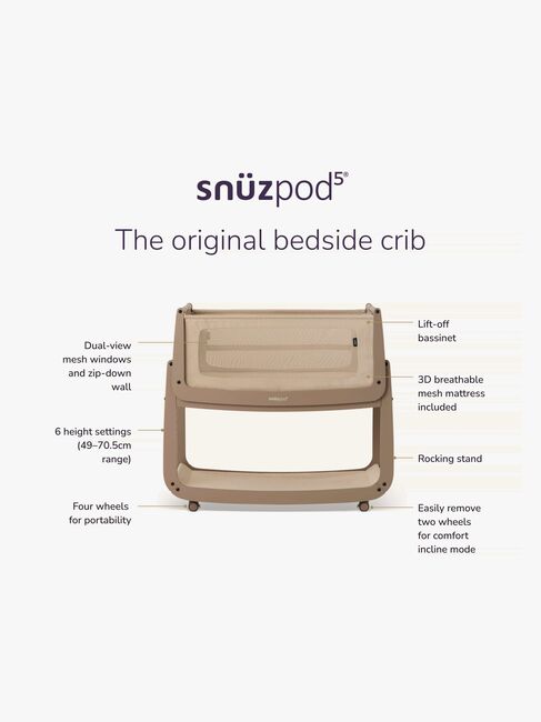 Snüz SnuzPod 5 Sivuvaunusänky, Mocha