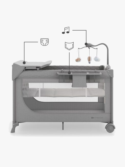 Kinderkraft LEODY UP Matkasänky + Lisätarvikkeet, Grey