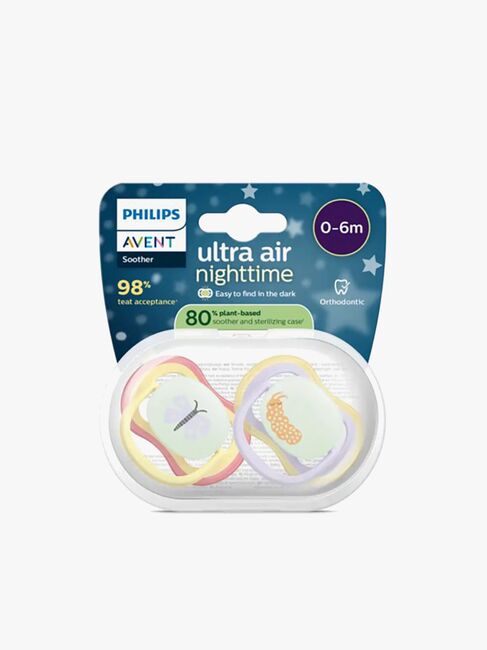 Philips Avent Ultra Air Tutti Yö 0–6 kk 2-pack, Keltainen/Violetti