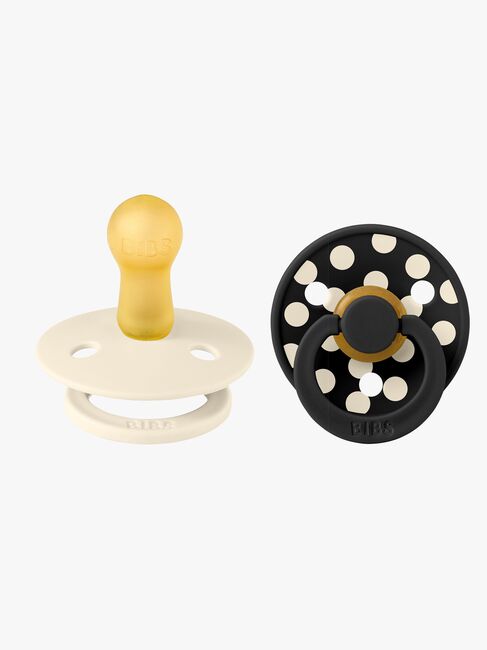 BIBS Studio Colour Polka Tutti 2-pack Lateksi Koko 2, Ivory/Black