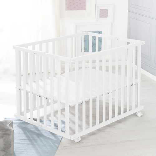 Roba Kokoontaitettava Leikkikehä + Pyörät, White