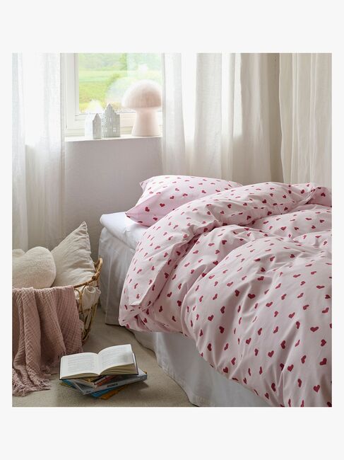 Borganäs Pussilakanasetti Hjärtrud 150x210, Vaaleanpunainen