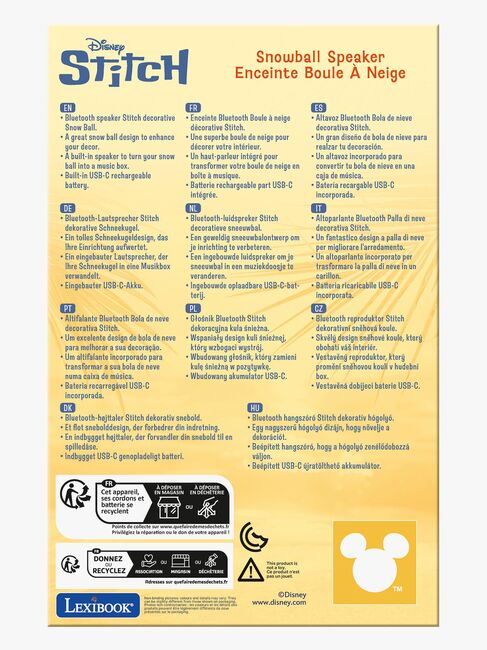 Disney Stitch Lumisadepallo Bluetooth-kaiutin