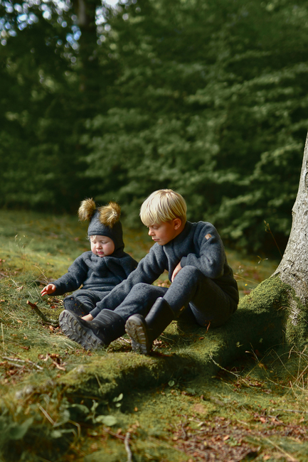 Mikk-Line Vauvan Fleecehousut Merinovilla, Anthracite Melange