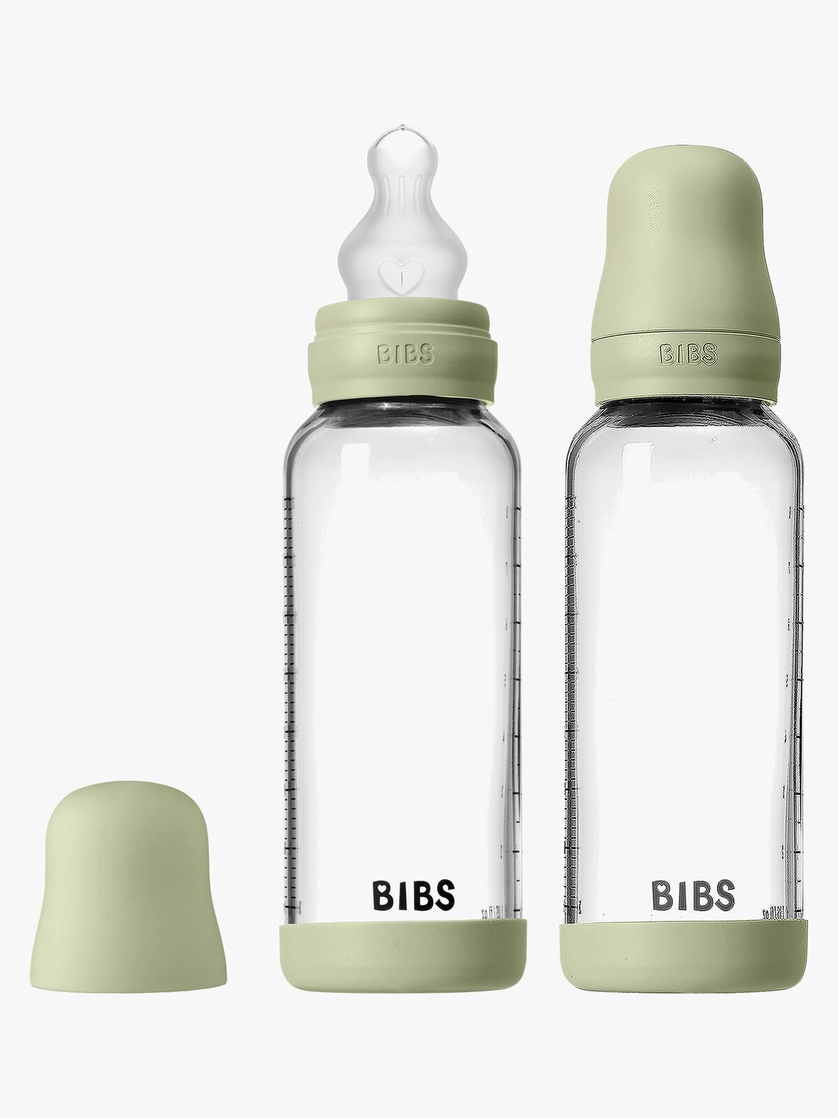 BIBS Medium Flow Lasi Tuttipullo Silikoni 2-pack 240 ml, Sage