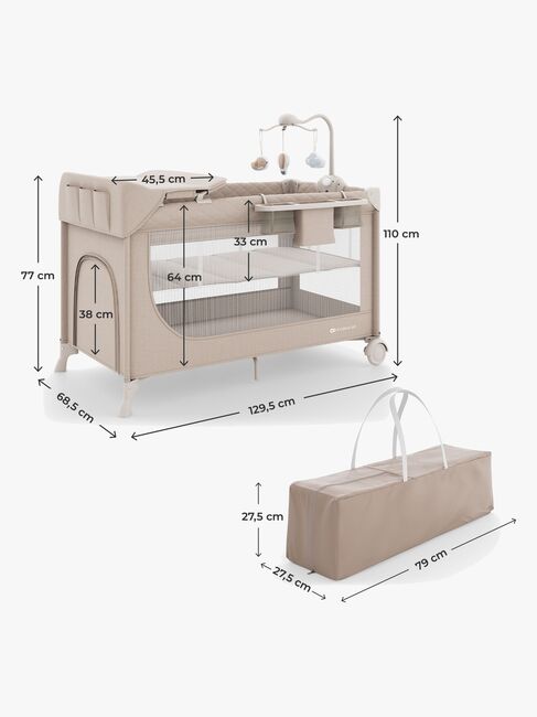 Kinderkraft LEODY UP Matkasänky + Lisätarvikkeet, Beige