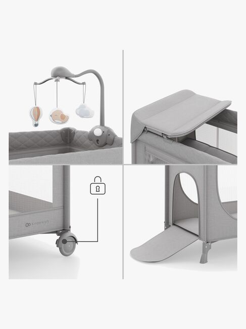 Kinderkraft LEODY UP Matkasänky + Lisätarvikkeet, Grey