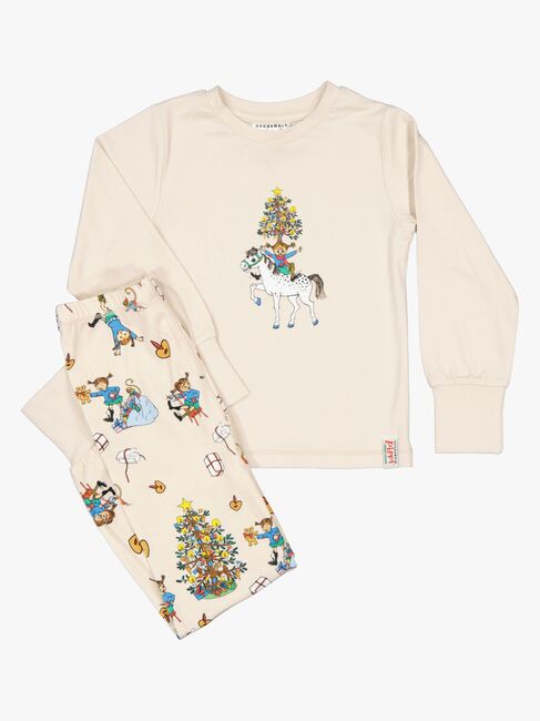 Geggamoja  Kaksiosainen Joulupyjama Peppi Pitkätossu, Beige