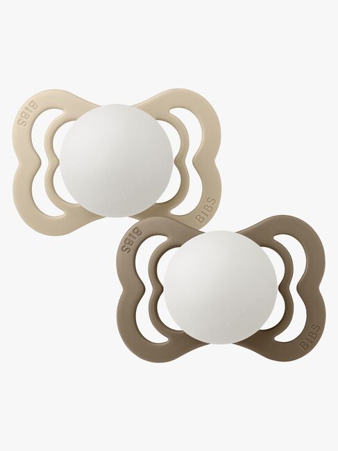 BIBS Supreme Tutti 2-pack Silikoni Koko 1 Symmetrinen, Vanilla Glow/Dark Oak Glow