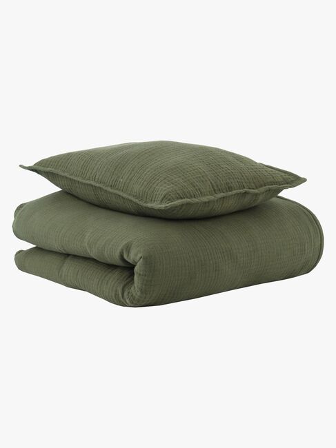 Oh, Poppy! Vega Musliini Pussilakanasetti Pinnasänkyyn 70x80, Forest Green