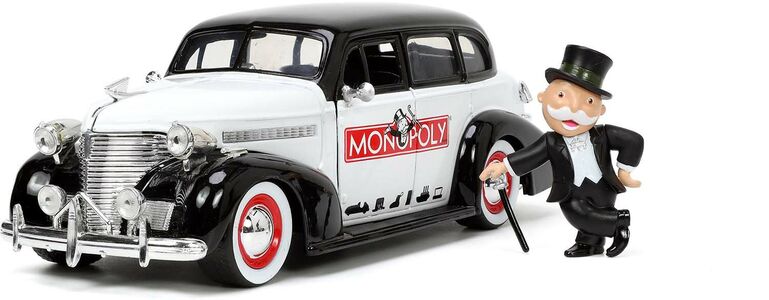 Jada Toys Auto + Figuuri Mr. Monopoly & 1939 Chevy Master Deluxe 1:24