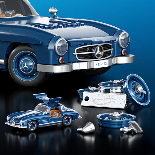 Mattel Brick Shop Hot Wheels Premium Series Rakennussarja Mercedes-Benz 300 SL 1600 Osaa
