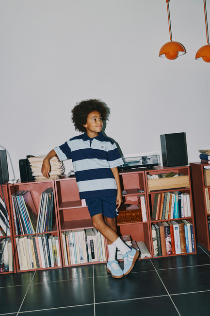 Hummel JR Loose Striped Poolopaita, Dress Blue