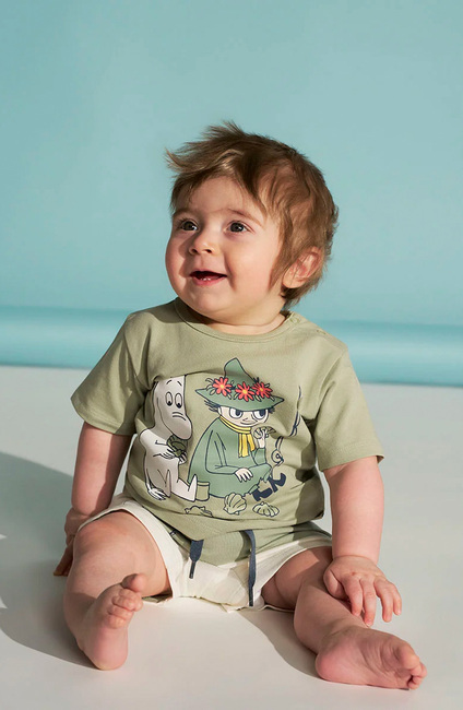 Muumi By Martinex Lomapäivä Shortsit Setti, Vihreä/Valkoinen