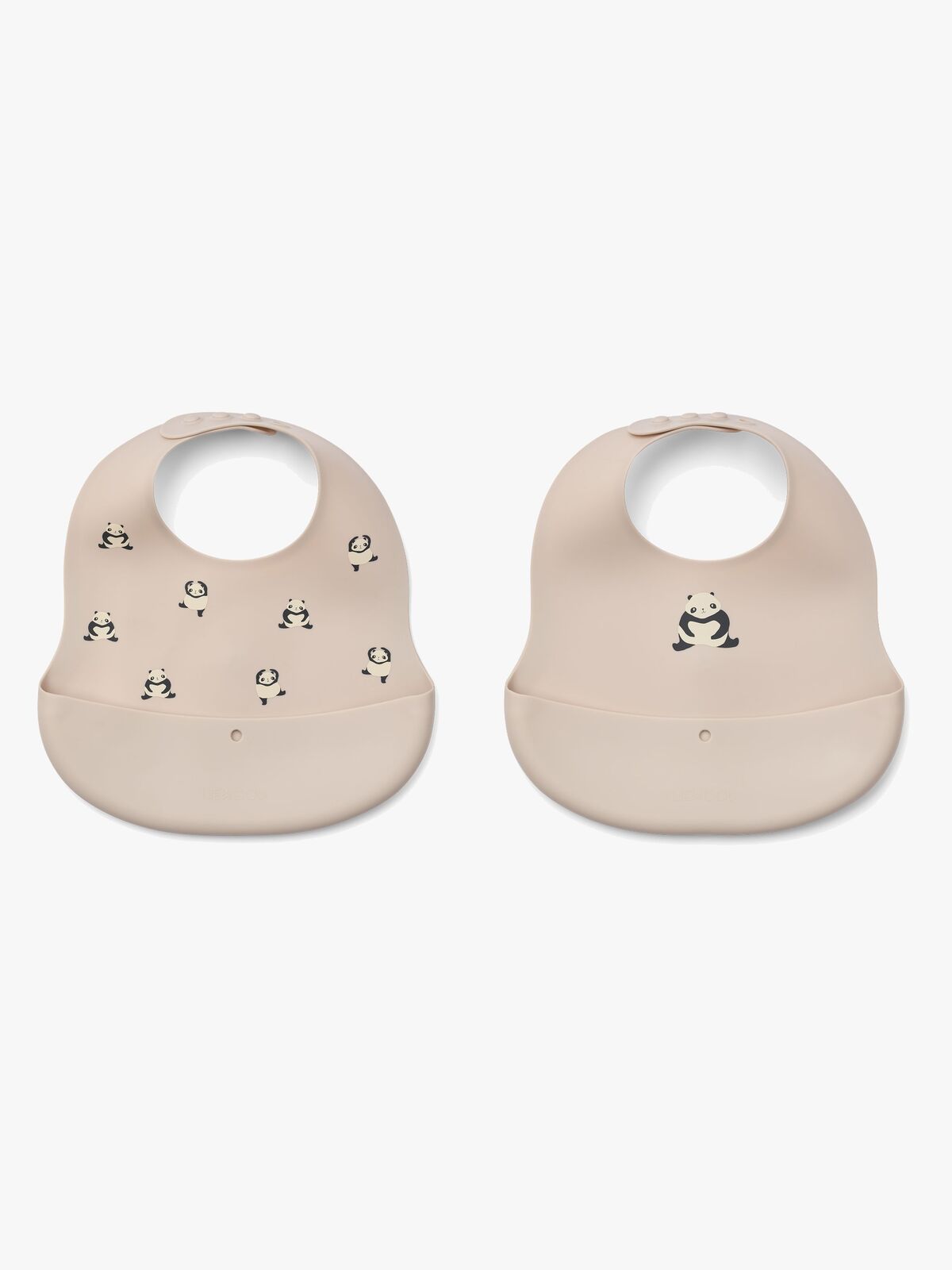 LIEWOOD Ember Kuvioitu Ruokalappu 2-pack, Panda/Sandy