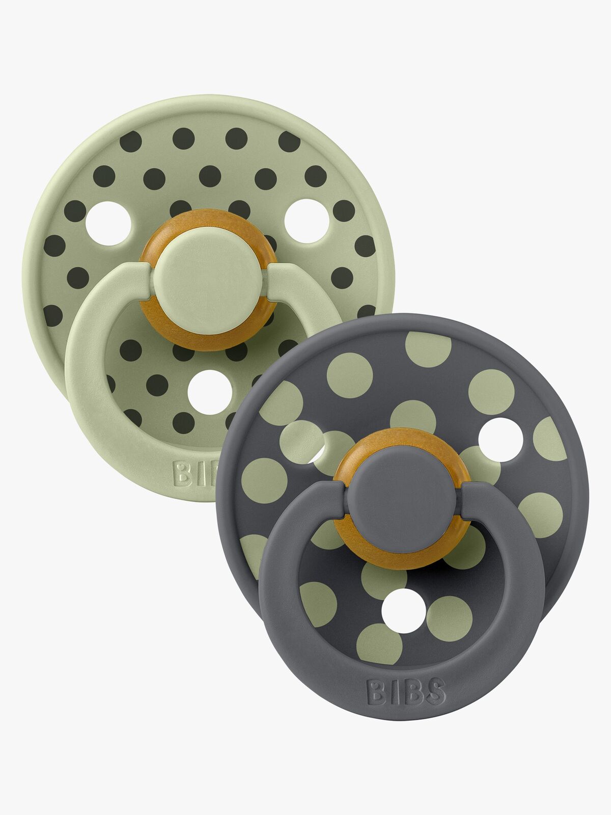 BIBS Studio Colour Polka Tutti 2-pack Lateksi Koko 2, Sage/Iron