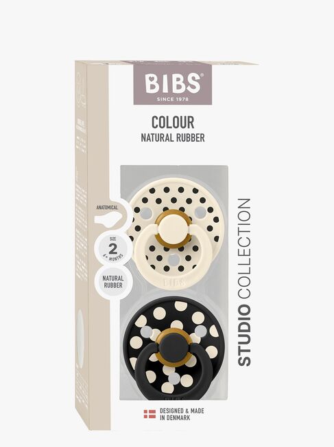 BIBS Studio Colour Polka Tutti 2-pack Lateksi Koko 2 Anatominen, Ivory/Black