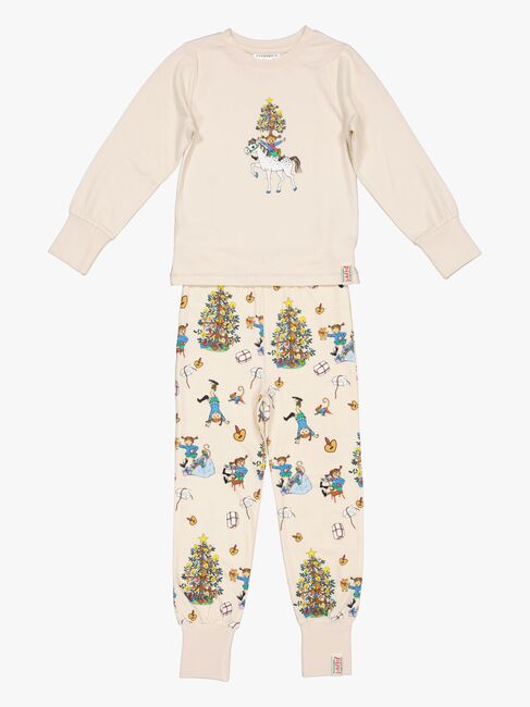 Geggamoja  Kaksiosainen Joulupyjama Peppi Pitkätossu, Beige