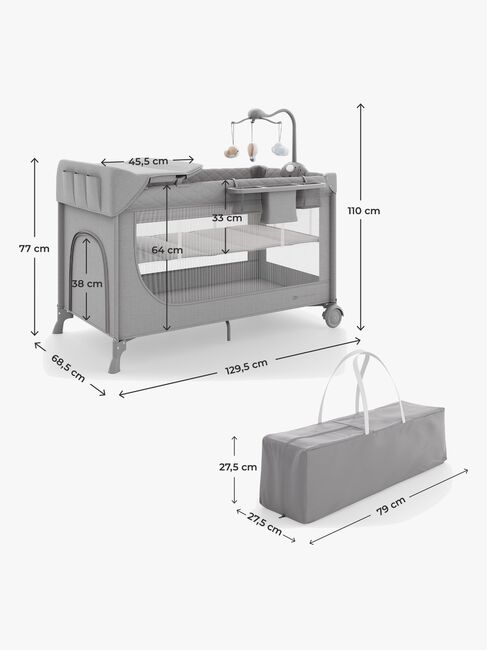 Kinderkraft LEODY UP Matkasänky + Lisätarvikkeet, Grey