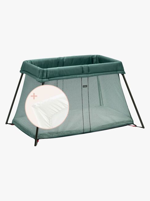 BabyBjörn Light Matkasänky + Muotoonommeltu Lakana, Tummanvihreä