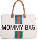 Childhome Mommy Canvas Hoitolaukku,Off White Stripes Green/Red