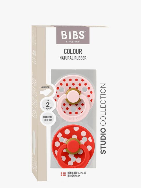 BIBS Studio Colour Polka Tutti 2-pack Lateksi Koko 2 Anatominen, Blossom/Candy Apple