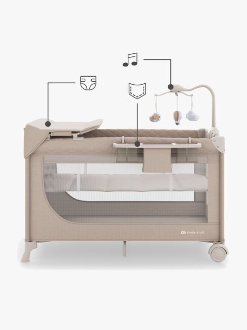 Kinderkraft LEODY UP Matkasänky + Lisätarvikkeet, Beige
