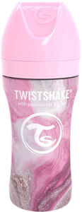 Twistshake Tuttipullo Anti-Colic Ruostumaton Teräs 330 ml, Marmori/Vaaleanpunainen