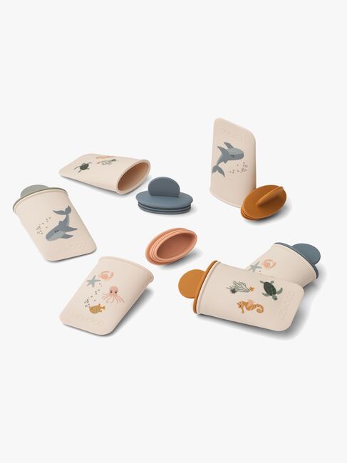 LIEWOOD Malik Kuvioitu Mini Jäätelömuotti 6-pack, Sea Creature/Sandy