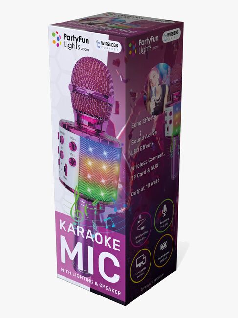 PartyFunLights Karaokemikrofoni Bluetooth, Vaaleanpunainen