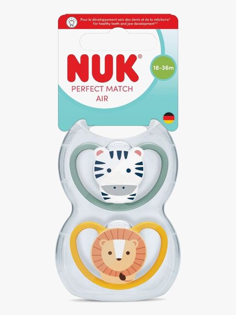 NUK Perfect Match Air Tutti 2-pack Koko 3, Zebra/Lion