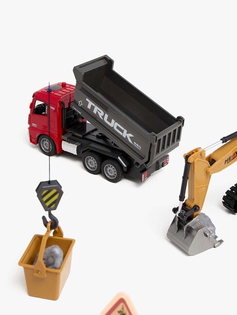 Alex's Garage Lelusetti + Kauko-ohjattava Kaivinkone, Kuorma-auto & Manuaalinen Nosturi 42 cm