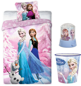 Disney Frozen 2 Pussilakanasetti + Projektori + Roskakori