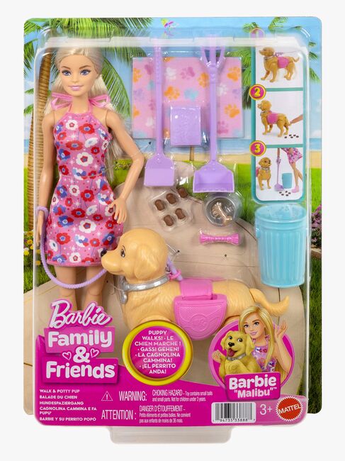 Barbie Family & Friends Malibu Leikkisetti Koiran Ulkoilutus