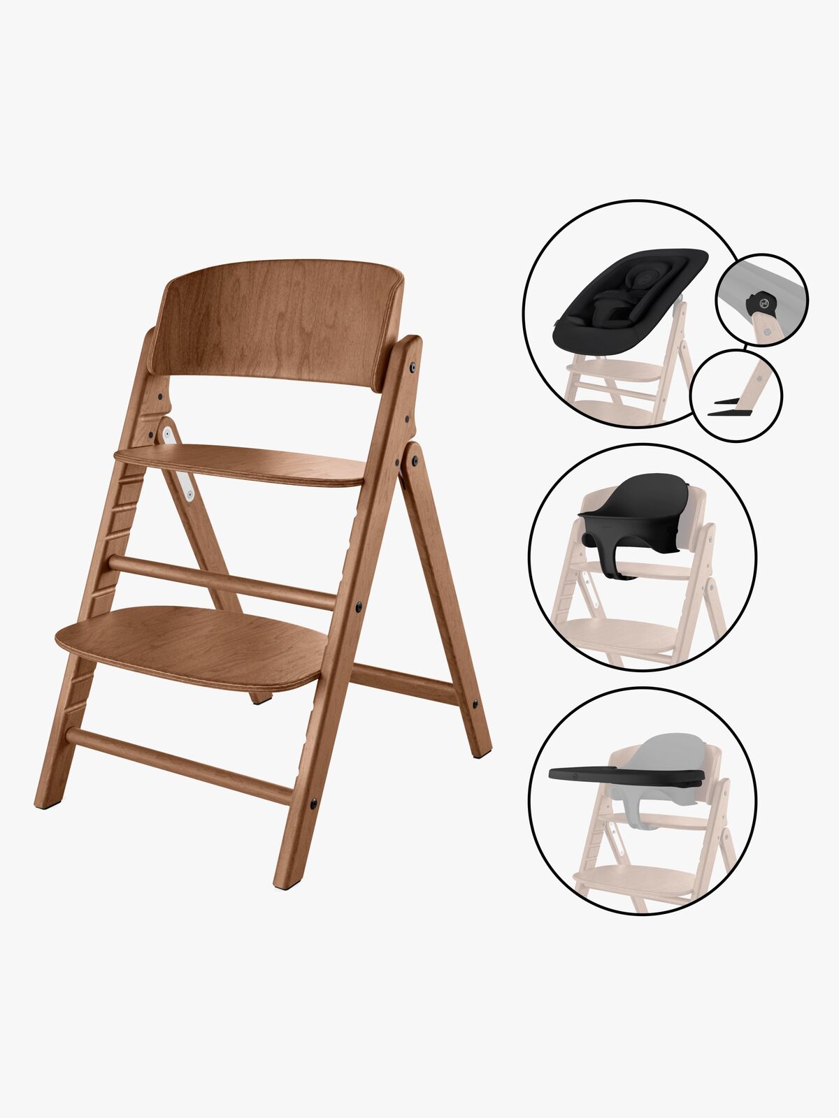 Cybex Click & Fold Syöttötuoli 4-in-1, All Natural Dark