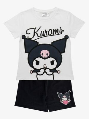 Hello Kitty Kuromi T-paita + Shortsit Setti, Valkoinen