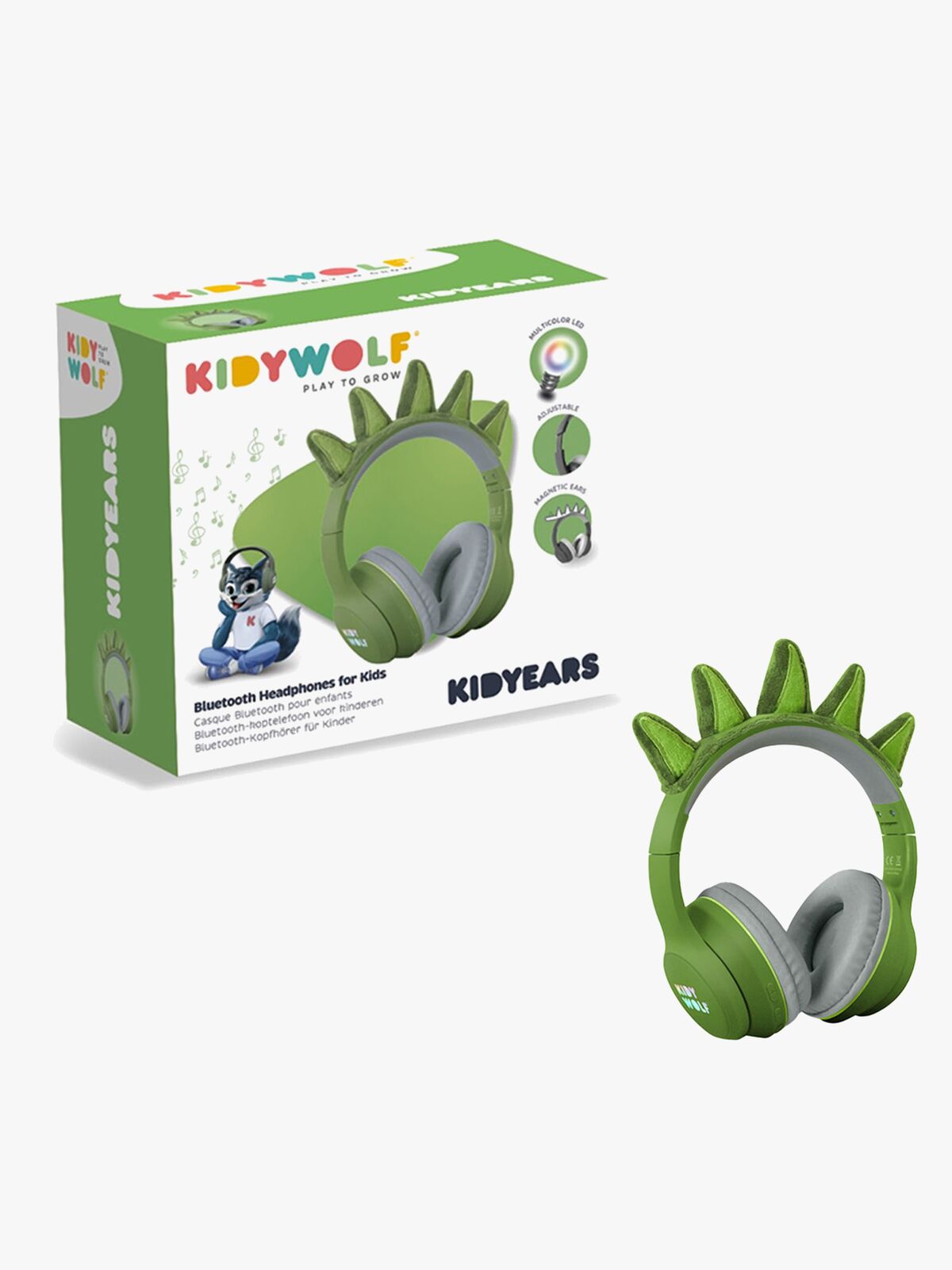 Kidywolf KIDYEARS Mikrofonikuulokkeet Bluetooth + Magneettikorvat, Dinosaurukset
