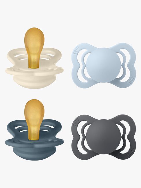 BIBS Supreme Tutti 4-pack Luonnonkumi Koko 1, Ivory/Baby Blue/Petrol/Iron