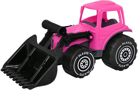 Plasto Traktori Etukuormaajalla, Pinkki/Musta