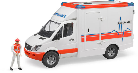 Bruder Mb Sprinter Ambulanssi Ääni- ja Valotehosteilla + Kuski 02536