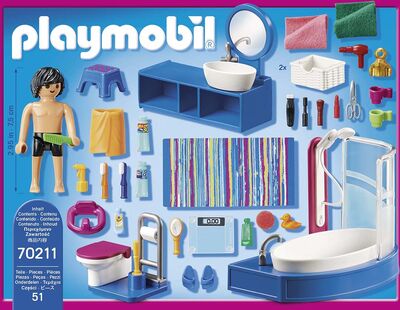 Playmobil 70211 Dollhouse Kylpyhuone Kylpyammeella