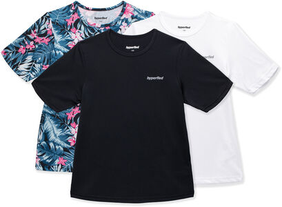 Hyperfied Wave T-Paidat 3-pack, Black/White/Tropical Flower